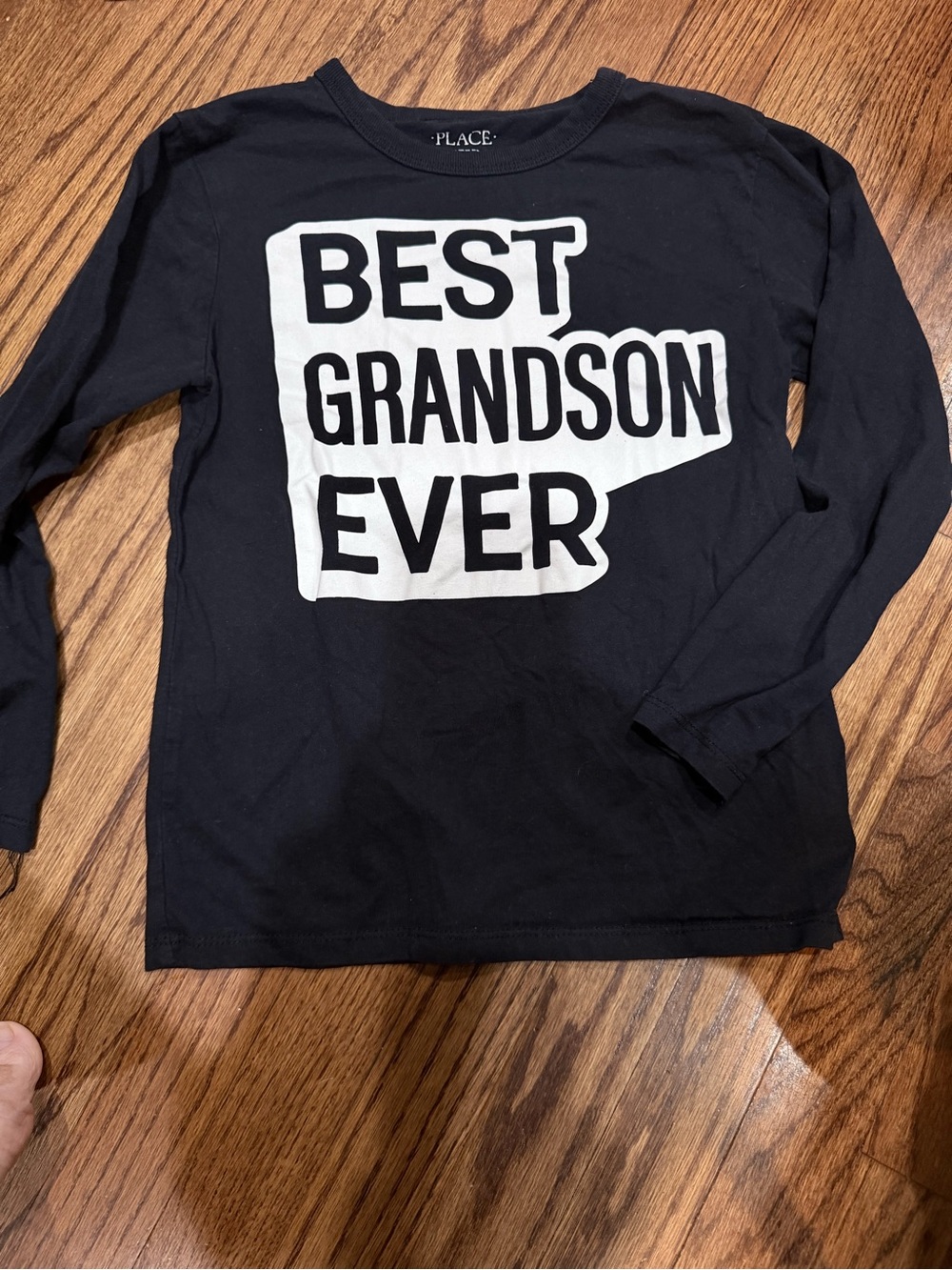 Place Black Long-Sleeve Tee with White "Best Grandson Ever" Graphic